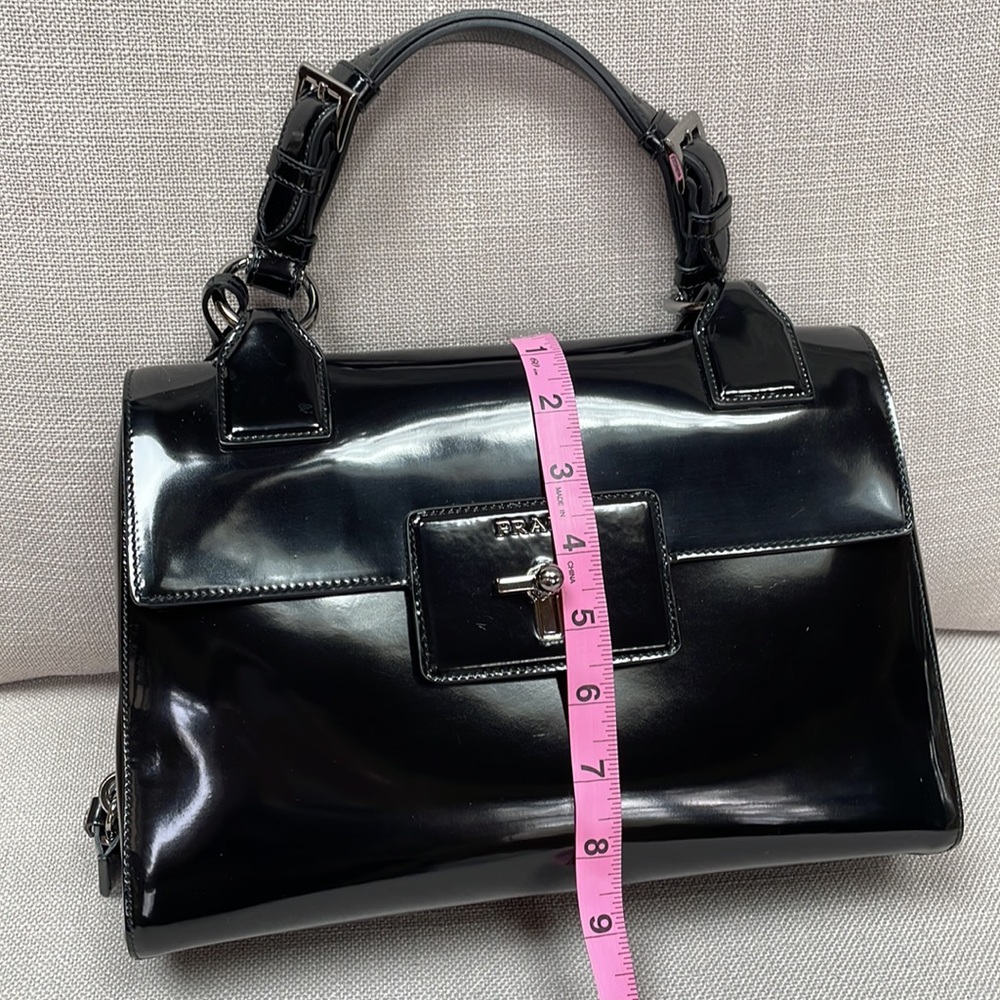 Prada Black Patent Leather Top-Handle Bag - Picture 9 of 11
